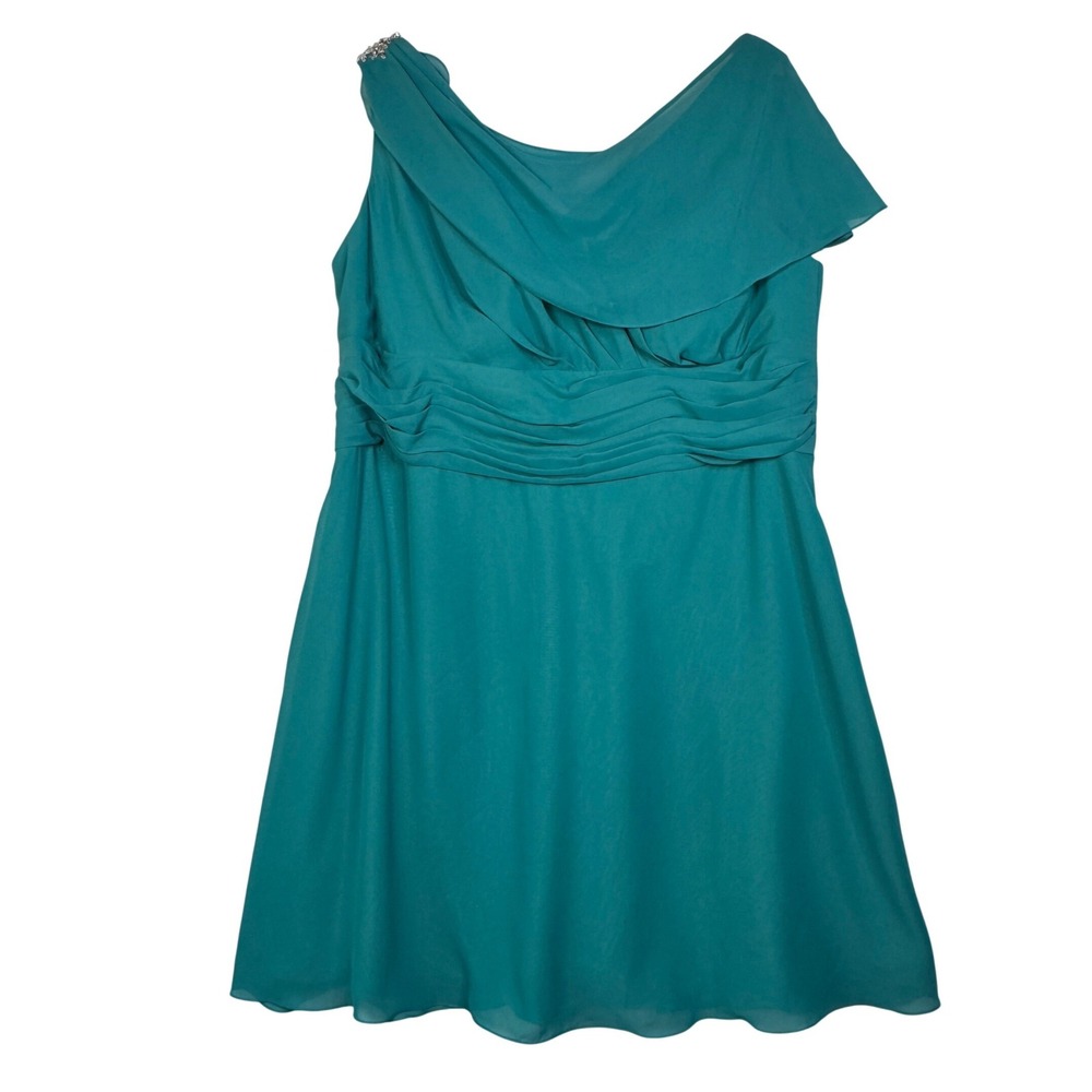 Azazie Womens A22 Jade Green Keely‎ Chiffon Ruched Formal Dress 22W New